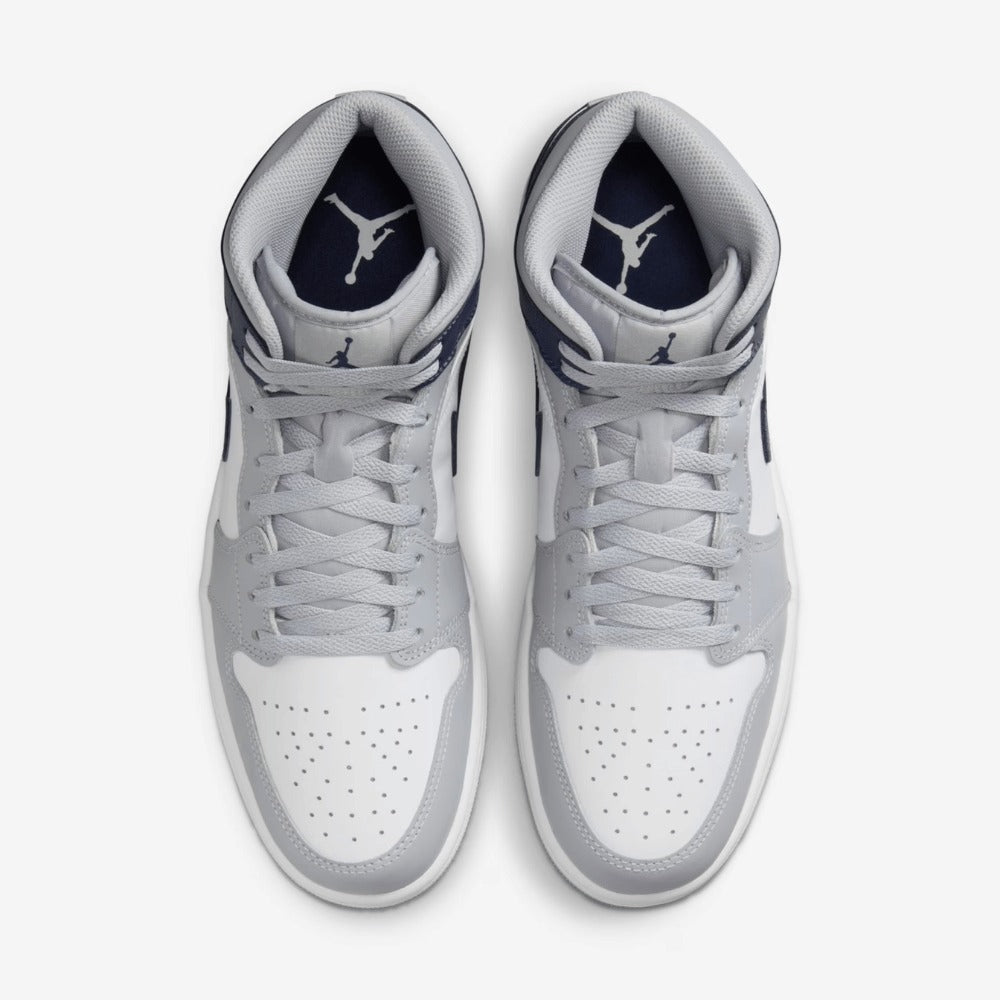 Tênis Jordan 1 Mid Wolf Grey Midnight Navy