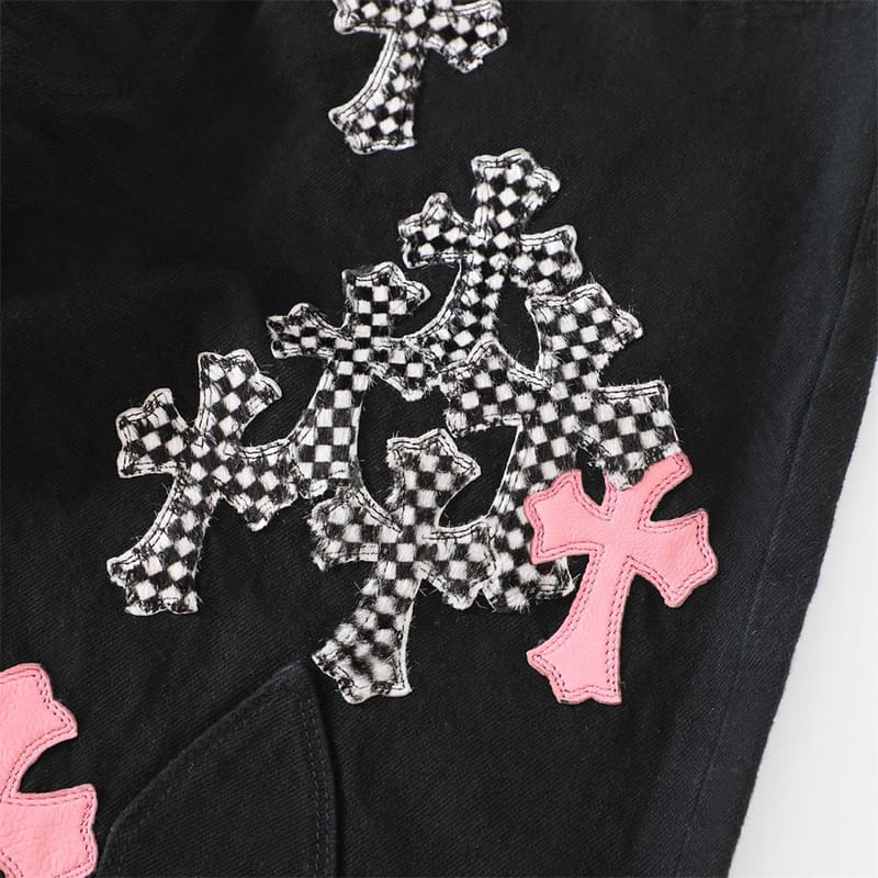 Calça Chrome Hearts Jeans Cross Patch Fleurknee