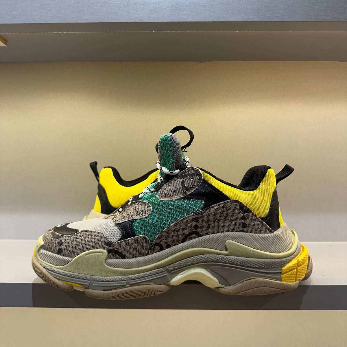 Gucci X Balenciaga The Hacker Project Triple S Beige Green Yellow (Pronta Entrega)