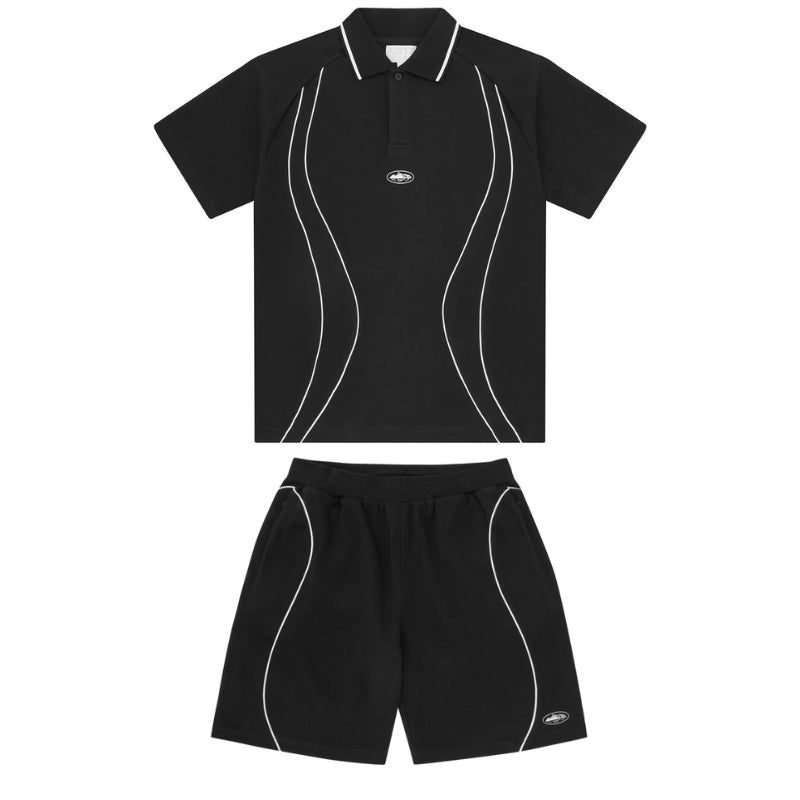 Conjunto Corteiz Island Pique Polo Preto