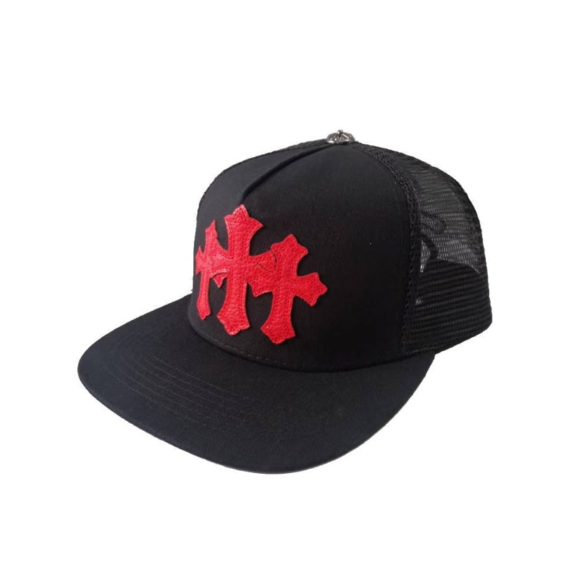 Boné Chrome Hearts Trucker Cemetery Preto/Vermelho