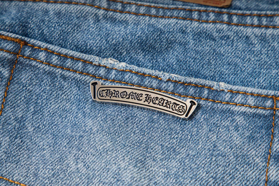 Calça Jeans Chrome Hearts Patches Cross Pink