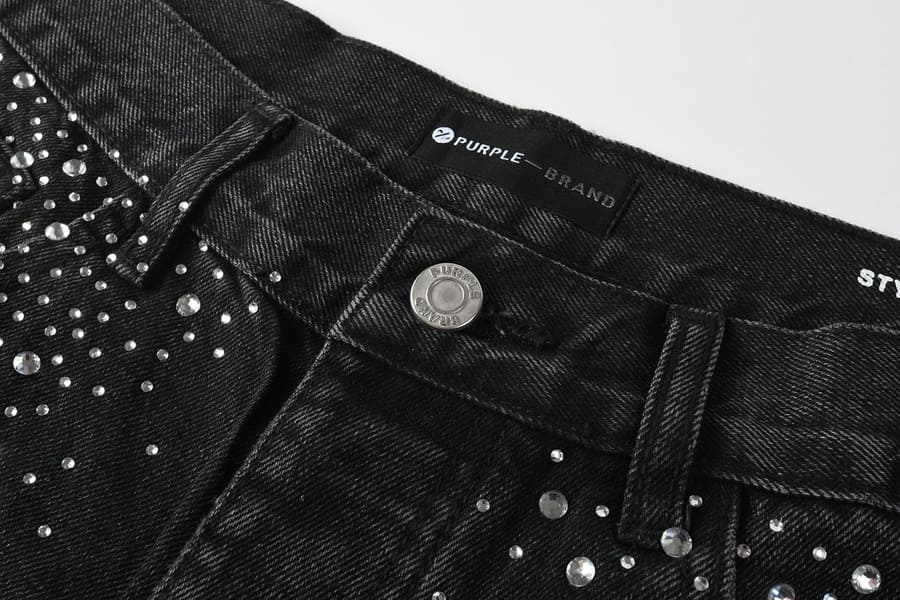 Bermuda Purple Brand Jeans Diamonds Black