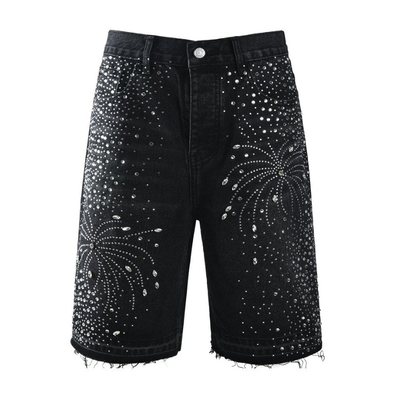 Bermuda Purple Brand Jeans Diamonds Black