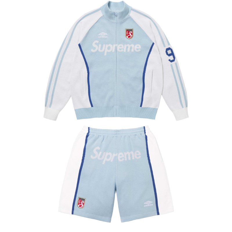 Conjunto Supreme x Umbro Zip Up Light Blue