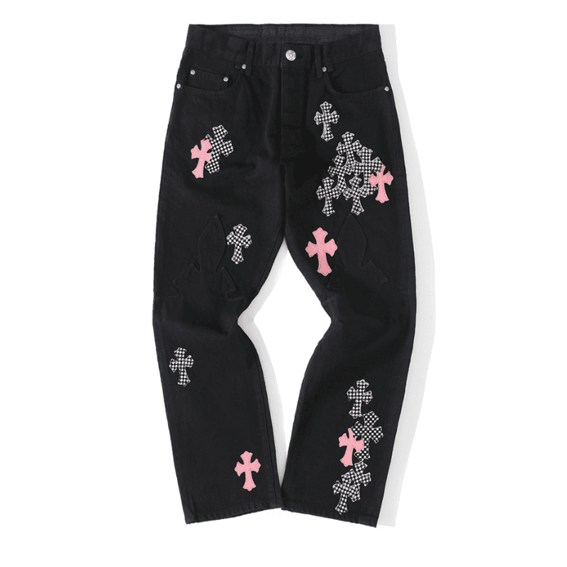 Calça Chrome Hearts Jeans Cross Patch Fleurknee