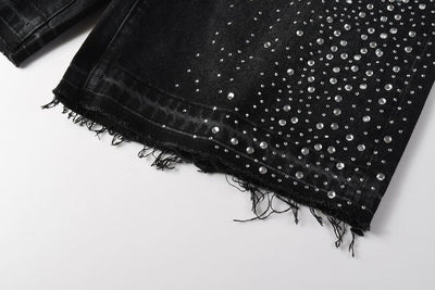 Bermuda Purple Brand Jeans Diamonds Black