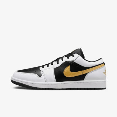Air Jordan 1 Low White Black Metallic Gold Swoosh