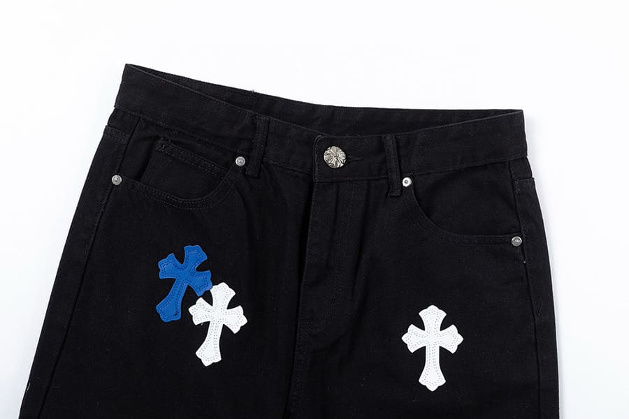 Calça Chrome Hearts Jeans Cross White/Blue
