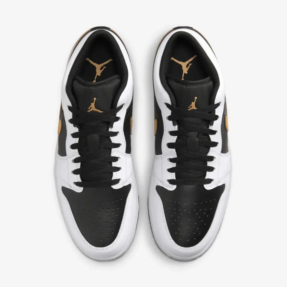 Air Jordan 1 Low White Black Metallic Gold Swoosh