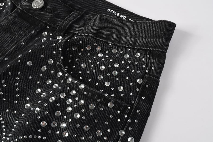 Bermuda Purple Brand Jeans Diamonds Black