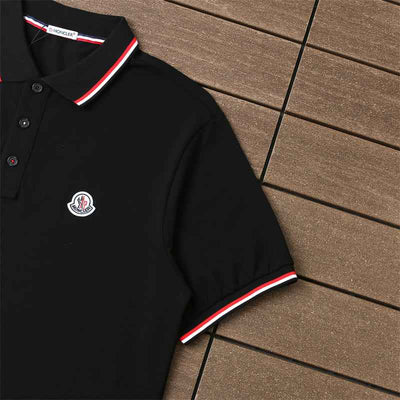 Camiseta Moncler Rib Polo Preta