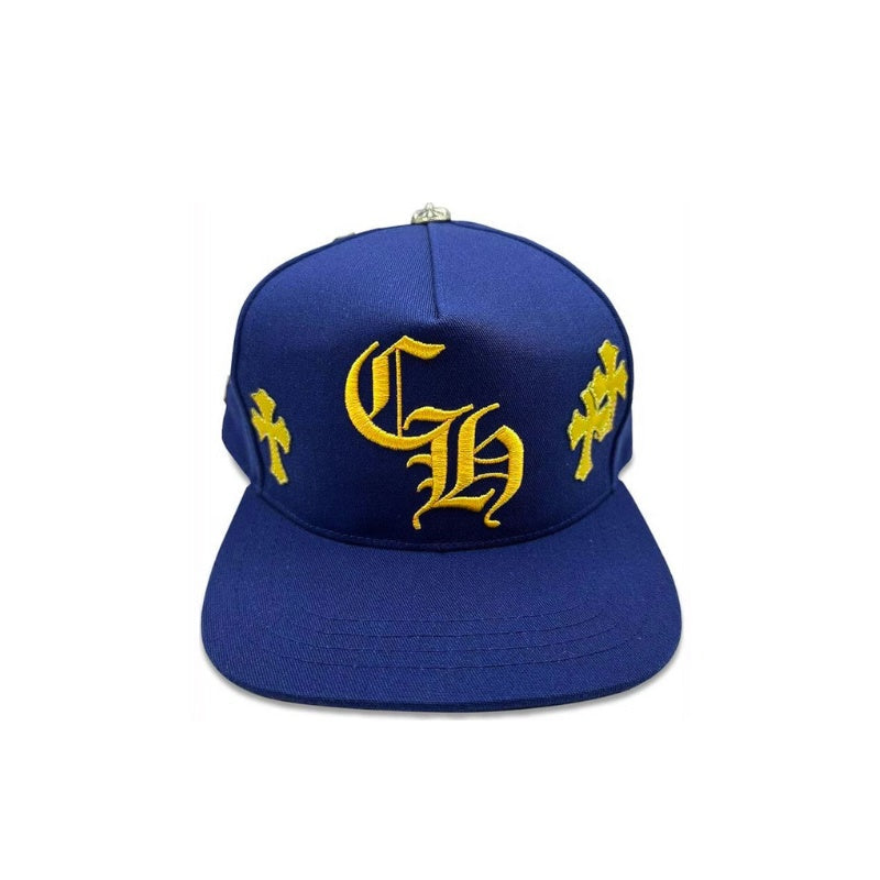 Boné Chrome Hearts Cross Patch Azul/Amarelo