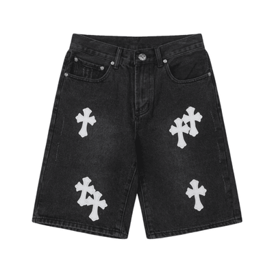Bermuda Chrome Hearts Cross White Jeans