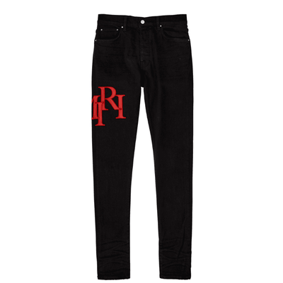 Calça Amiri Jeans Staggered Logo Preta