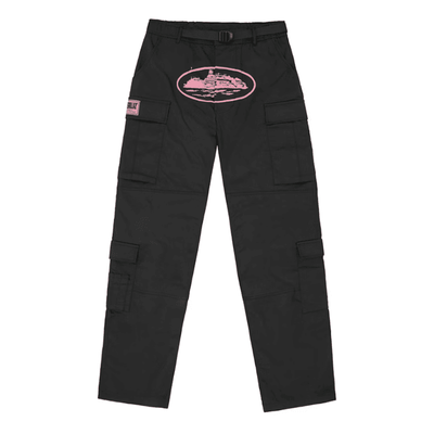 Calça Corteiz Cargo Preta e Rosa