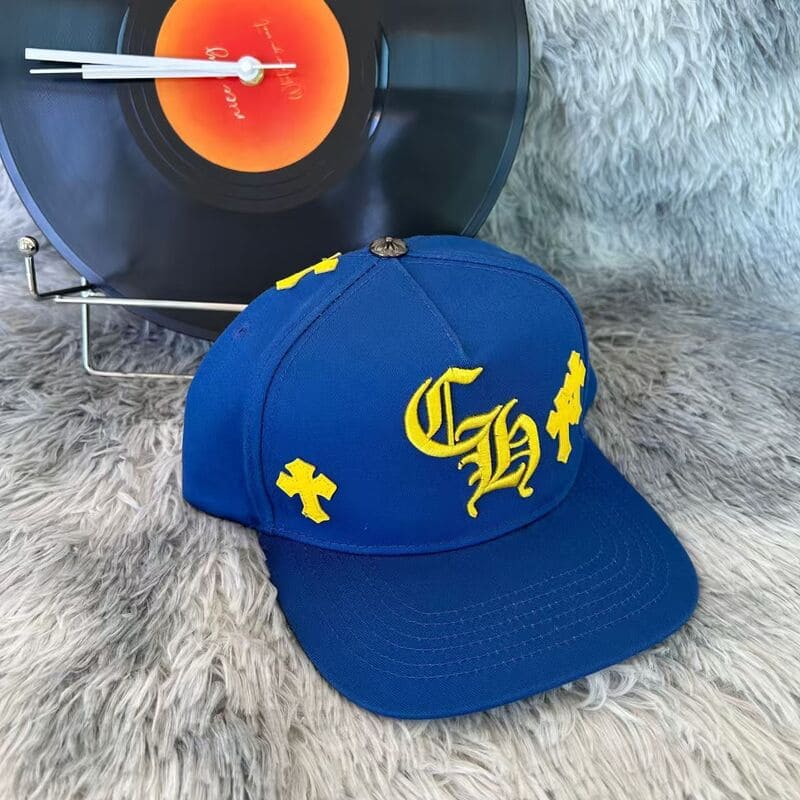 Boné Chrome Hearts Cross Patch Azul/Amarelo