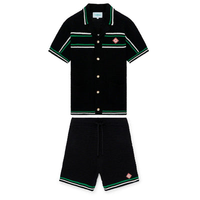 Conjunto Casablanca Crochê Preto e Verde