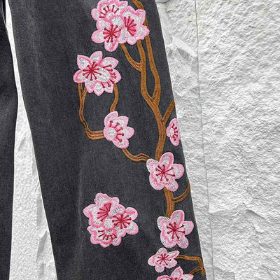 Calça Purple Pink Flowers Jeans