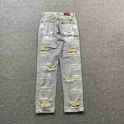Calça Hellstar Torn Jeans Logo